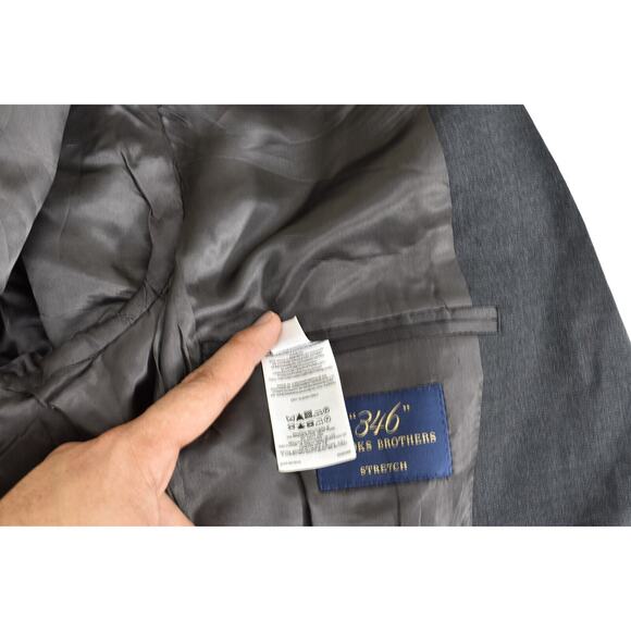 Brooks Brothers 346 Wool Blend Blazer Jacket Gray 41L Solid Office Business - Picture 6 of 7